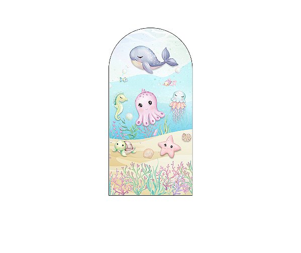 Painel Romano Veste Fácil 1,00x2,00 - Fundo do Mar Aquarela 008