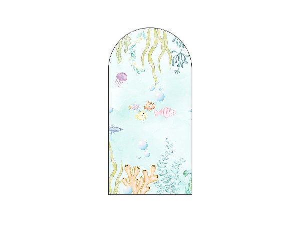Painel Romano Veste Fácil 1,00x2,00 - Fundo do Mar Peixes e Algas Clean 013