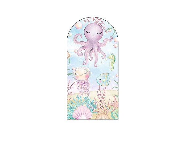 Painel Romano Veste Fácil 1,00x2,00 - Fundo do Mar Polvo Lilás Cute 015