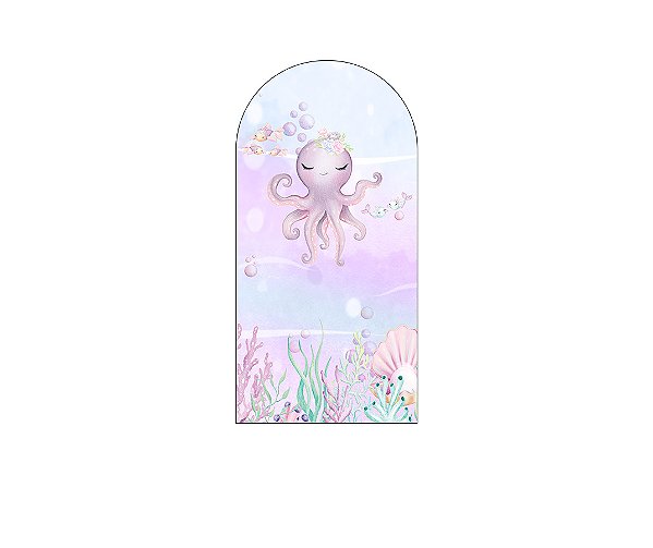 Painel Romano Veste Fácil 1,00x2,00 - Fundo do Mar Polvo Lilás 023
