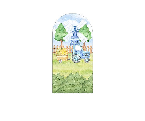 Painel Romano Veste Fácil 1,00x2,00 - Fazendinha Azul Aquarela 002