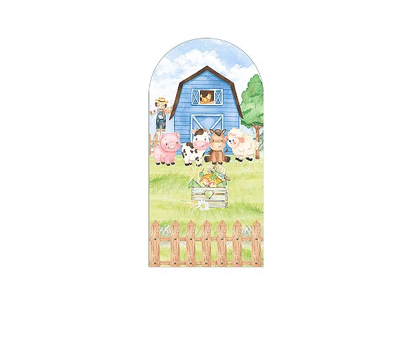 Painel Romano Veste Fácil 1,00x2,00 - Fazendinha Animais Azul 003