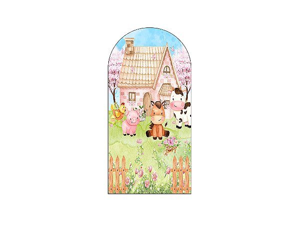 Painel Romano Veste Fácil 1,00x2,00 -  Fazendinha Rosa Cute 008