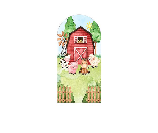 Painel Romano Veste Fácil 1,00x2,00 - Fazendinha Vermelho Cute 014