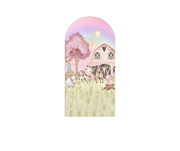 Painel Romano Veste Fácil 1,00x2,00 - Fazendinha Delicada Rosa 018