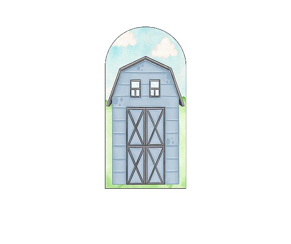 Painel Romano Veste Fácil 1,00x2,00 -  Fazendinha Casinha Azul Suave 025