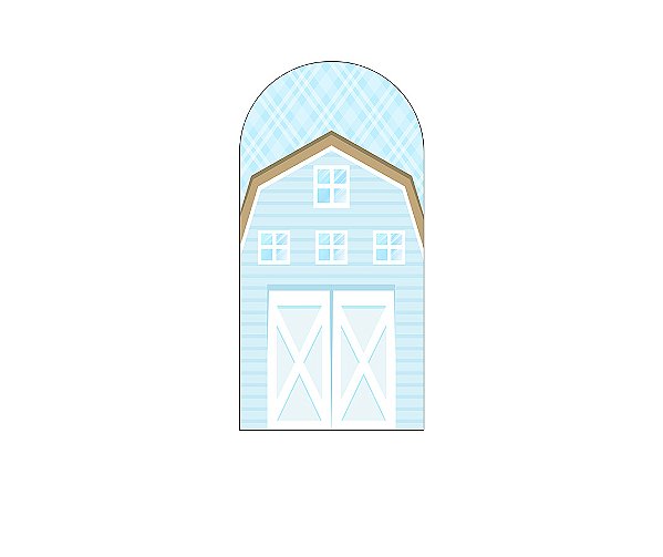 Painel Romano Veste Fácil 1,00x2,00 - Fazendinha Celeiro Delicado Azul 057