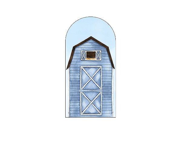 Painel Romano Veste Fácil 1,00x2,00 - Fazendinha Celeiro Azul Suave 059