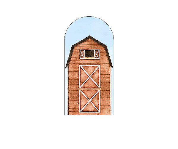 Painel Romano Veste Fácil 1,00x2,00 - Fazendinha Celeiro Aquarela Marrom 060