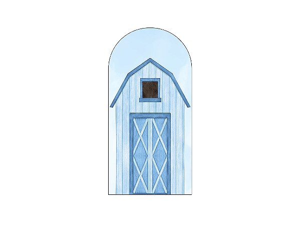 Painel Romano Veste Fácil 1,00x2,00 -  Fazendinha Celeiro Azul Suave 062