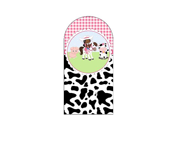 Painel Romano Veste Fácil 1,00x2,00 - Vaqueira Rosa com Animais 066