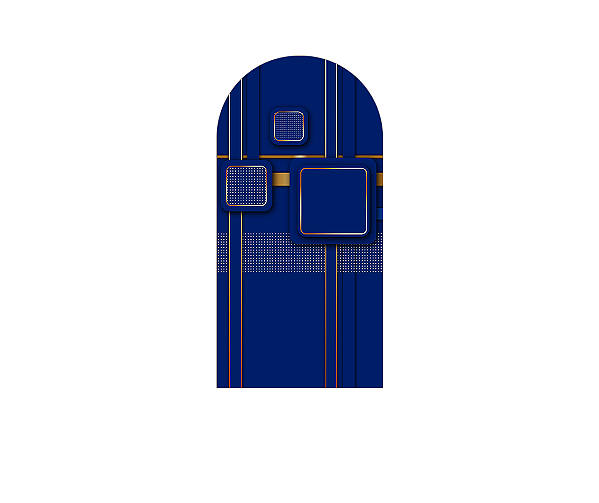 Painel Romano Veste Fácil 1,00x2,00 - Azul Efeito Geométrico Quadrados Dourados 007