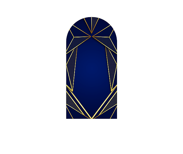 Painel Romano Veste Fácil 1,00x2,00 - Azul Efeito Geométrico Dourado 022