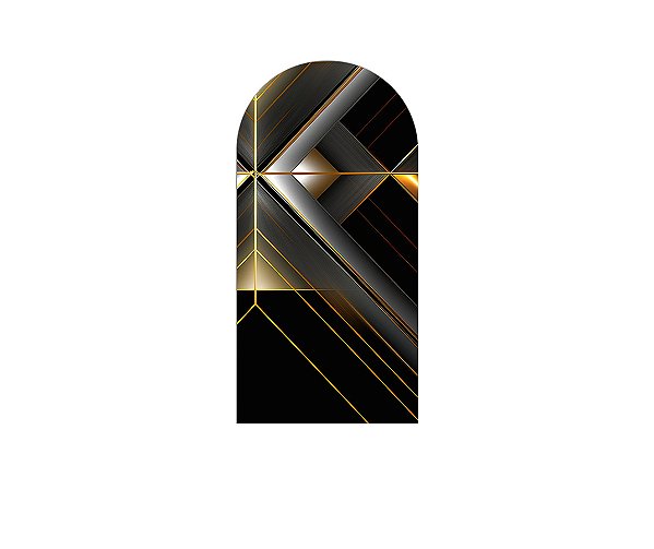 Painel Romano Veste Fácil 1,00x2,00 - Efeito Geométrico Preto com Dourado Chique 024