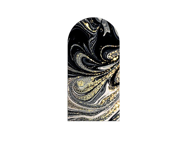 Painel Romano Veste Fácil 1,00x2,00 - Preto com Ondulações Douradas 058