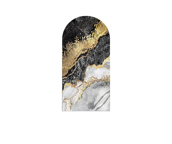 Painel Romano Veste Fácil 1,00x2,00 - Efeito Marmorizado Preto com Dourado 099
