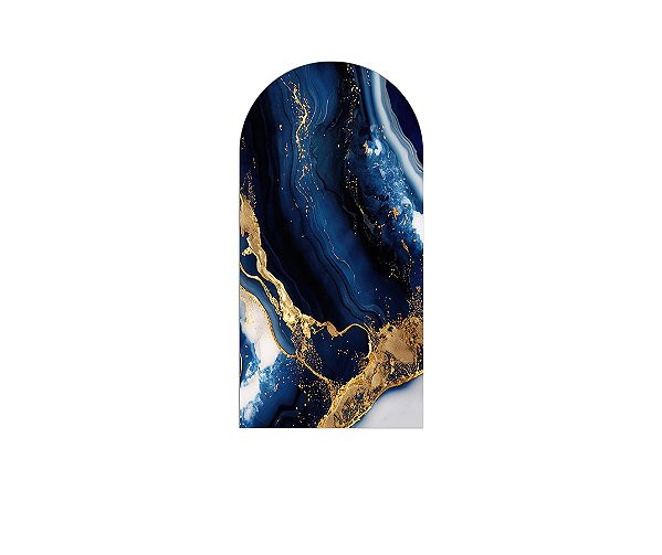 Painel Romano Veste Fácil 1,00x2,00 - Efeito Marmorizado Azul com Dourado 104