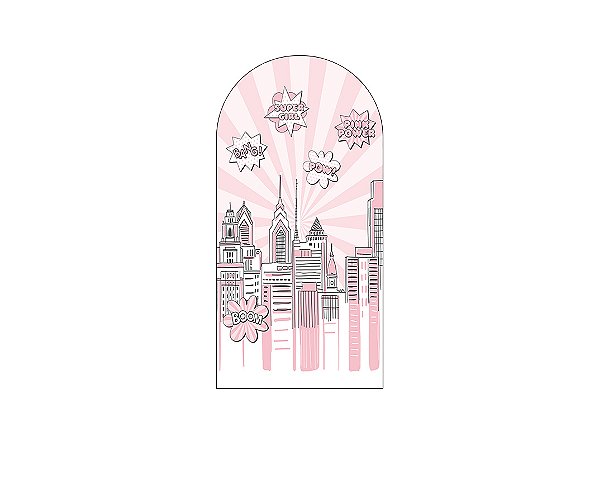 Painel Romano Veste Fácil 1,00x2,00 - Super Heroina Cidade Rosa 021