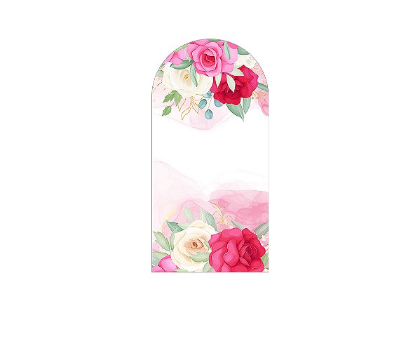 Painel Romano Veste Fácil 1,00x2,00 - Flores Aquarela Rosa Pink 157