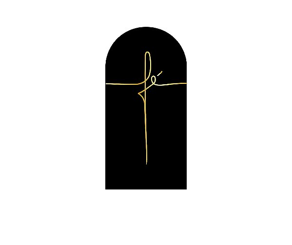 Painel Romano Veste Fácil 1,00x2,00 - Preto com Fé Dourado 013