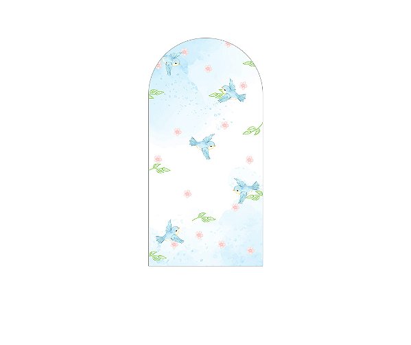 Painel Romano Veste Fácil 1,00x2,00 - Jardim de Passarinhos Azul 004