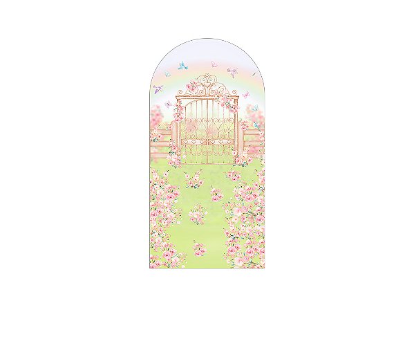 Painel Romano Veste Fácil 1,00x2,00 - Jardim Flores Rosas Aquarela 021