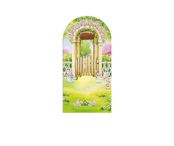 Painel Romano Veste Fácil 1,00x2,00 - Jardim Porta Flores Rosas 047