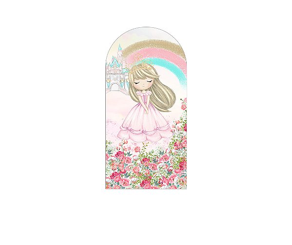 Painel Romano Veste Fácil 1,00x2,00 - Princesa Cute no Jardim Aquarela 049