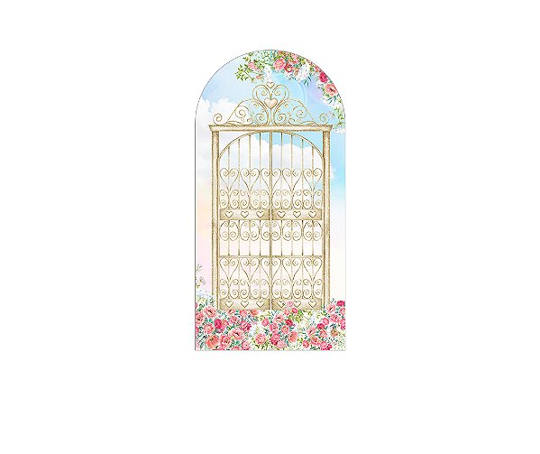 Painel Romano Veste Fácil 1,00x2,00 - Portão Dourado Jardim Florido 051