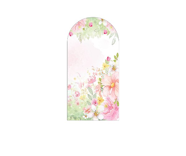 Painel Romano Veste Fácil 1,00x2,00 - Jardim Flores Rosa e Verde 061