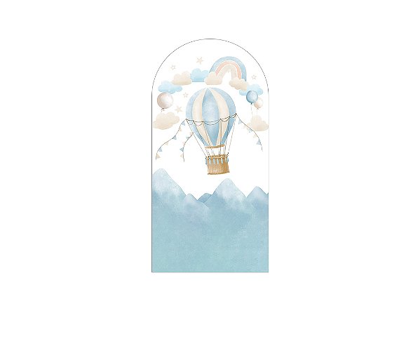 Painel Romano Veste Fácil 1,00x2,00 - Balão Aquarela Azul com Bege 005