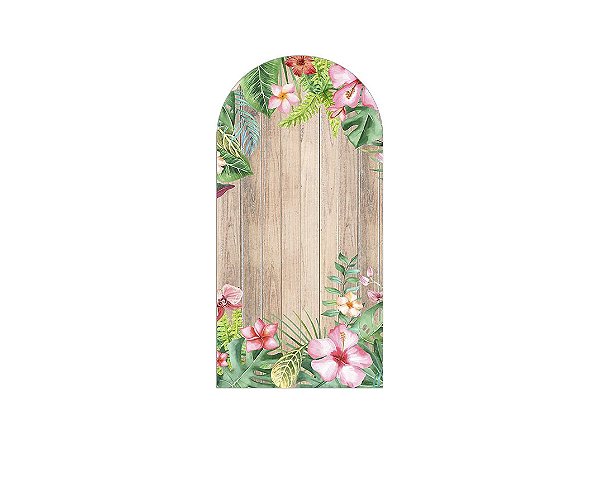 Painel Romano Veste Fácil 1,00x2,00 -  Efeito Madeira com Flores 003