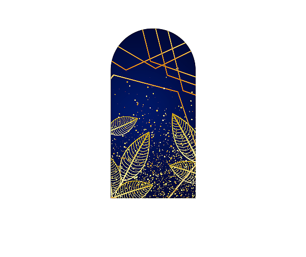 Painel De Festa Romano 1,00x2,00- Azul Efeito Geométrico Dourado 001