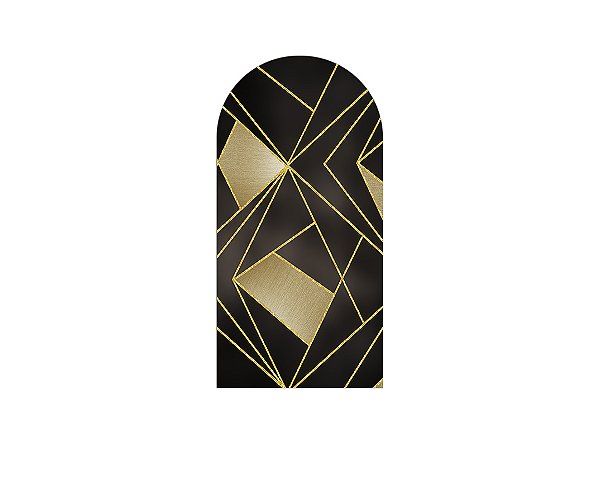 Painel De Festa Romano 1,00x2,00- Marrom Escuro Geométrico Dourado 034