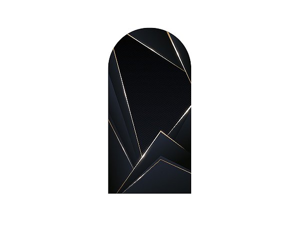 Painel De Festa Romano 1,00x2,00- Geométrico Preto com Dourado 041