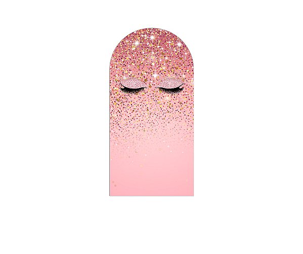 Painel De Festa Romano 1,00x2,00- Maquiagem Rosa Efeito Glitter 010