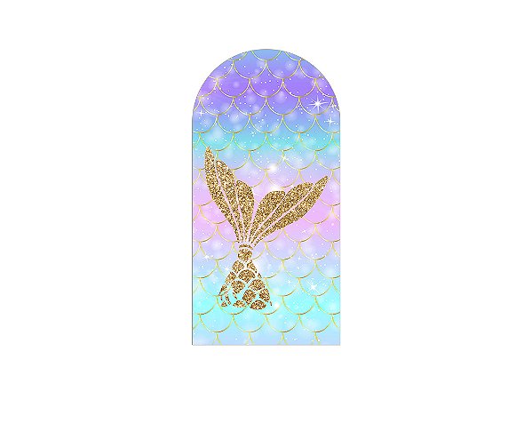 Painel De Festa Romano 1,00x2,00- Cauda de Sereia Efeito Glitter 011