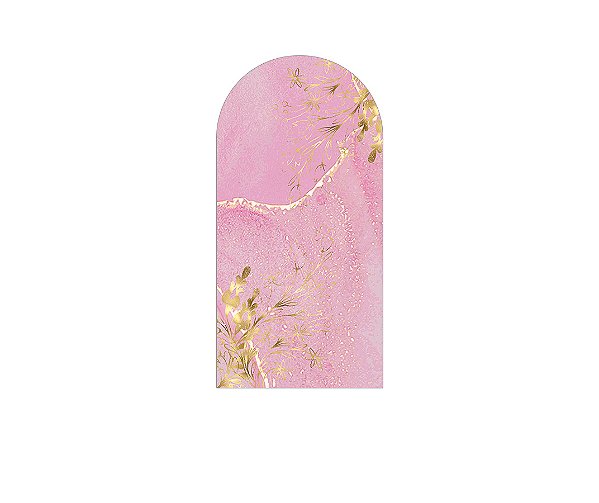 Painel De Festa Romano 1,00x2,00- Efeito Mármore Rosa e Dourado 043