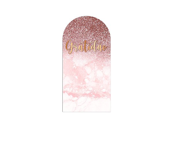 Painel De Festa Romano 1,00x2,00- Gratidão Efeito Glitter Rose 059