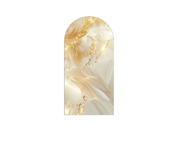 Painel De Festa Romano 1,00x2,00- Efeito Marmorizado Bege e Dourado 075