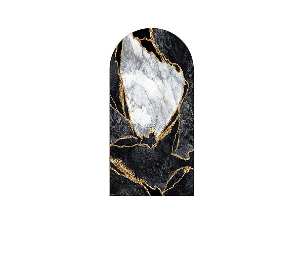 Painel De Festa Romano 1,00x2,00- Efeito Marmorizado Preto com Cinza 098