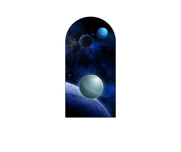 Painel De Festa Romano 1,00x2,00- Planetas Galáxia Azul 003