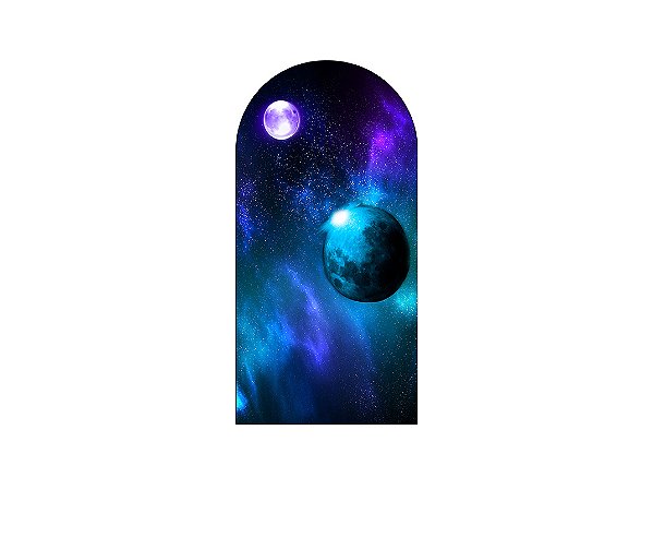 Painel De Festa Romano 1,00x2,00- Galáxia Universo Azul e Verde 011