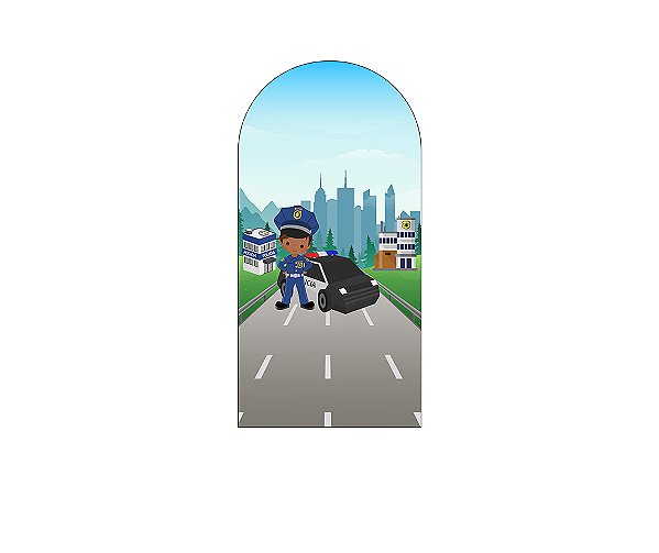 Painel De Festa Romano 1,00x2,00- Posto Policial na Cidade Menino Cute 019