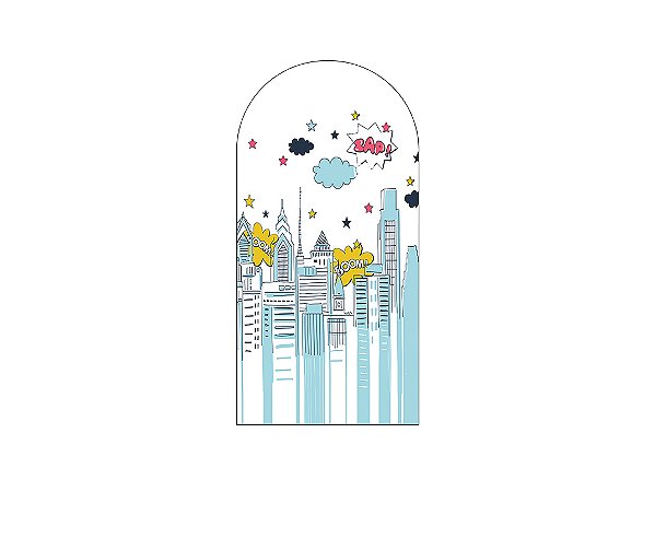 Painel De Festa Romano 1,00x2,00- Super Herói Cidade Azul 020