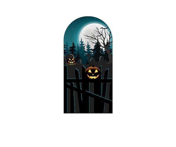 Painel De Festa Romano 1,00x2,00- Halloween Cemitério de Noite 002