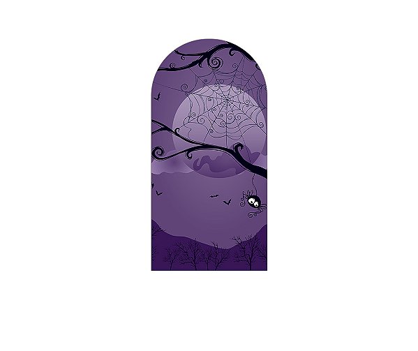 Painel De Festa Romano 1,00x2,00- Halloween Noite Roxo 018