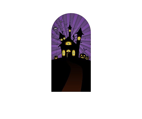 Painel De Festa Romano 1,00x2,00- Halloween Castelo Assombrado 019