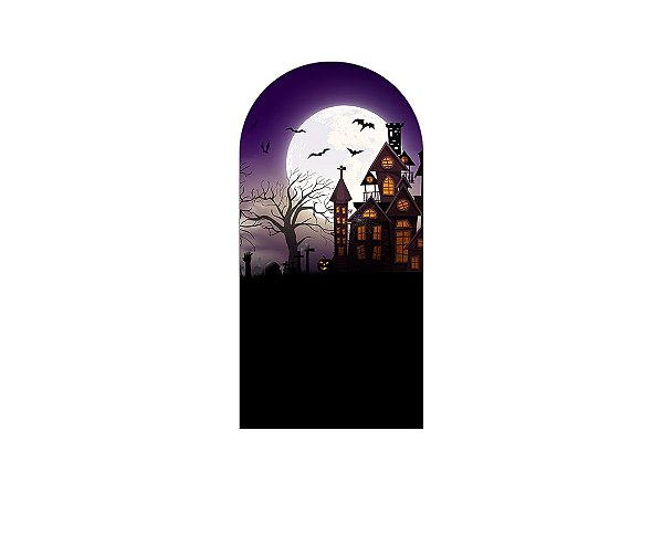 Painel De Festa Romano 1,00x2,00- Halloween Castelo Assustador 027
