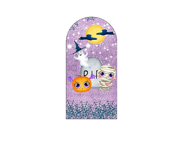 Painel De Festa Romano 1,00x2,00- Halloween Lilás Efeito Glitter 029